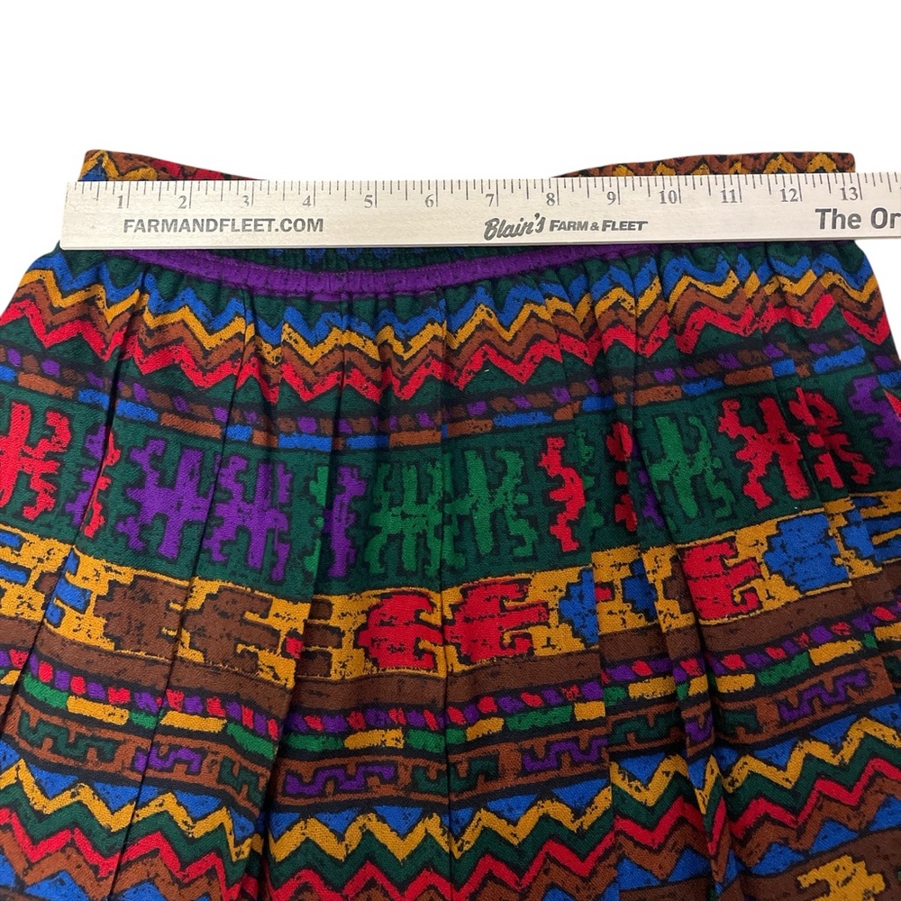 Yves Saint Laurent Multicolor Wool Pleated Elastic Waist Pull On A-Line Skirt - Picture 4 of 5